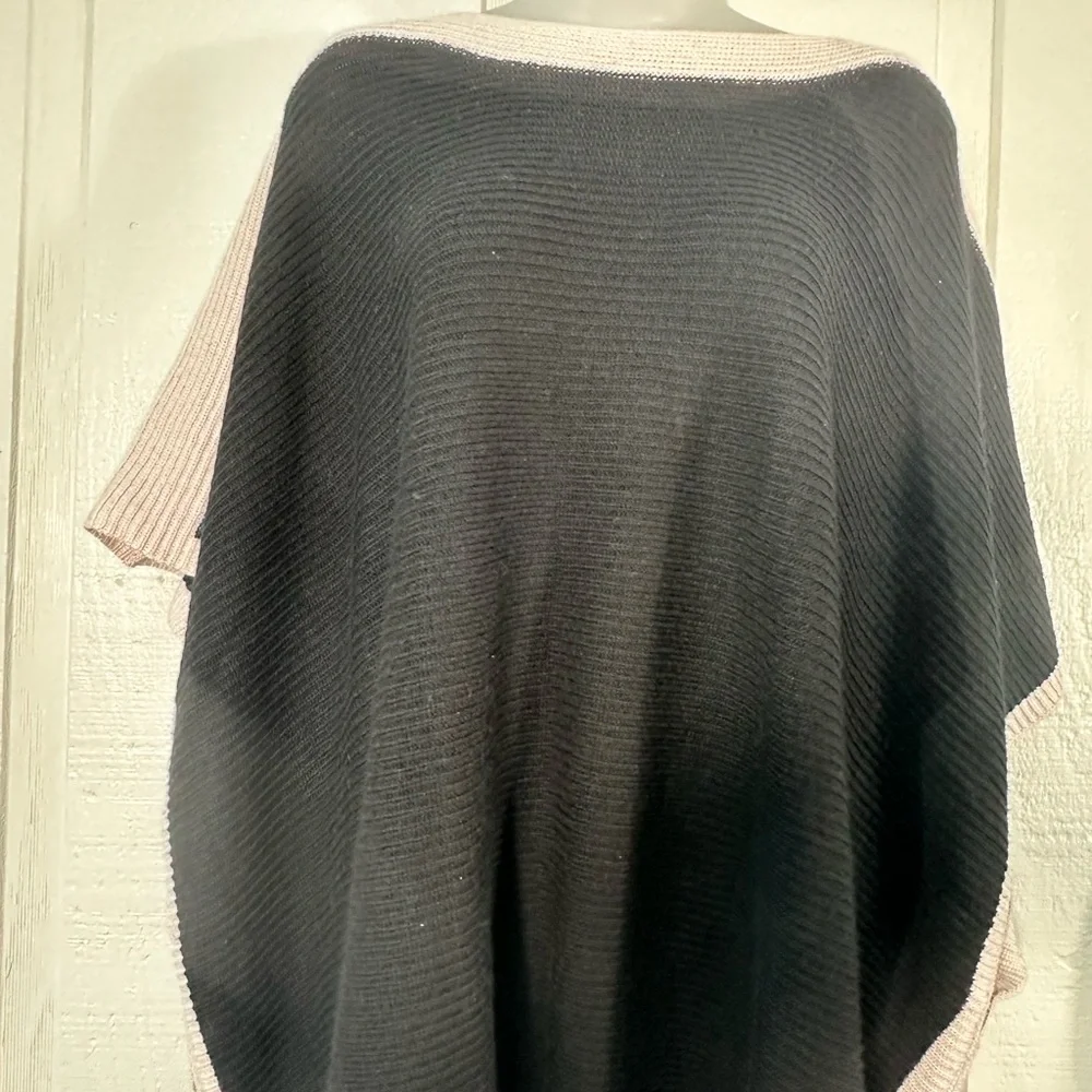 JENNIE LIU Women's Cashmere Blend Rib Knitted Poncho Sweater One Size NW…